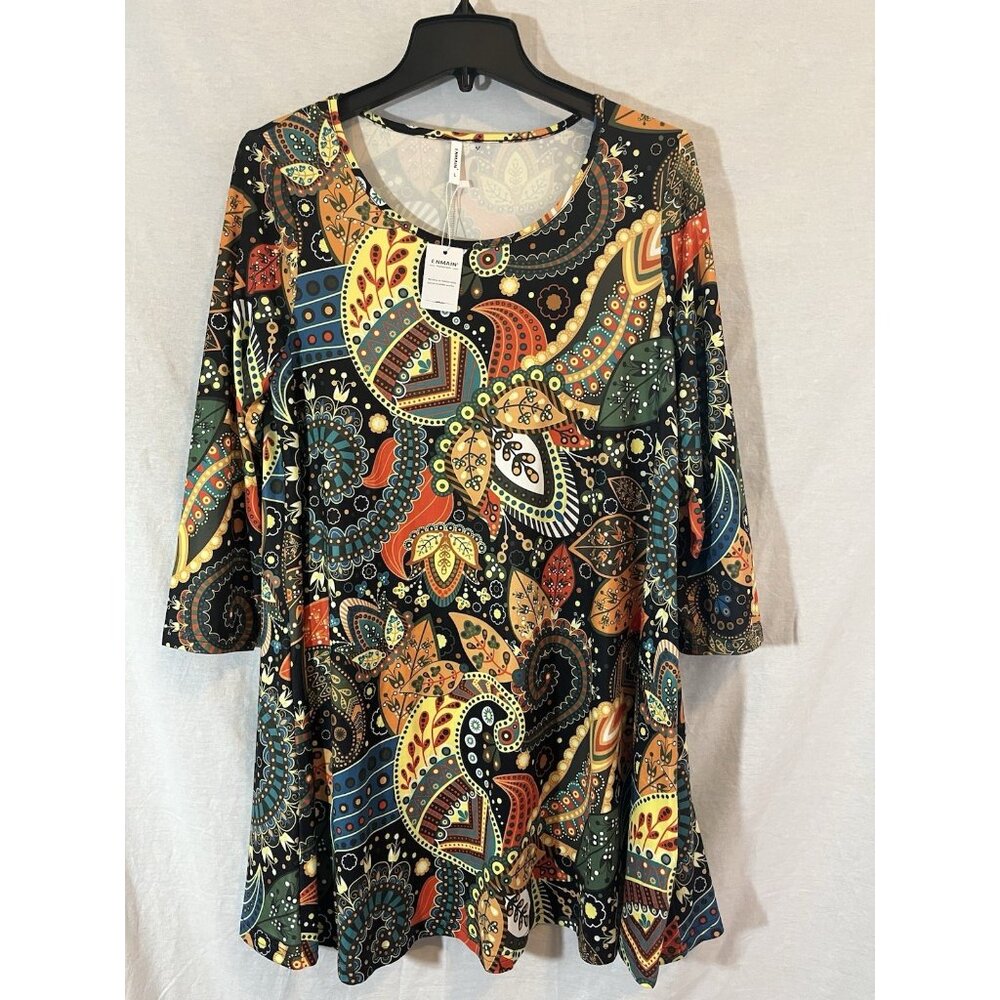 NWT Enmain Women's Large Multicolor Paisley Print Dress